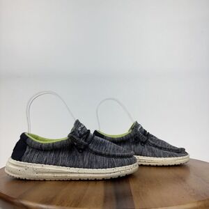Big Kids Hey Dude Wally Stretch Naval Speckle Gray Comfort Causal Shoes Size 1 Y